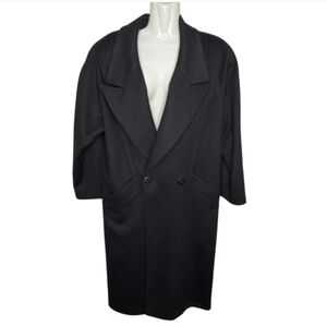Woman’s Vintage Ashley Scott Long Trench Coat 100% Wool Black Jacket